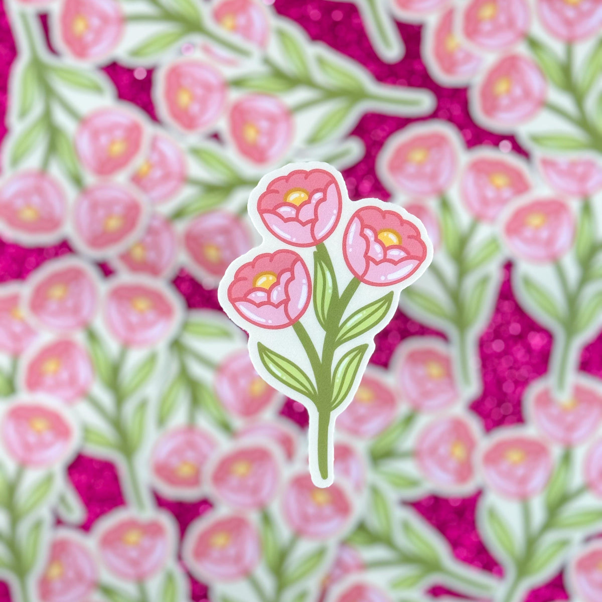 Pink Flower Vinyl Sticker