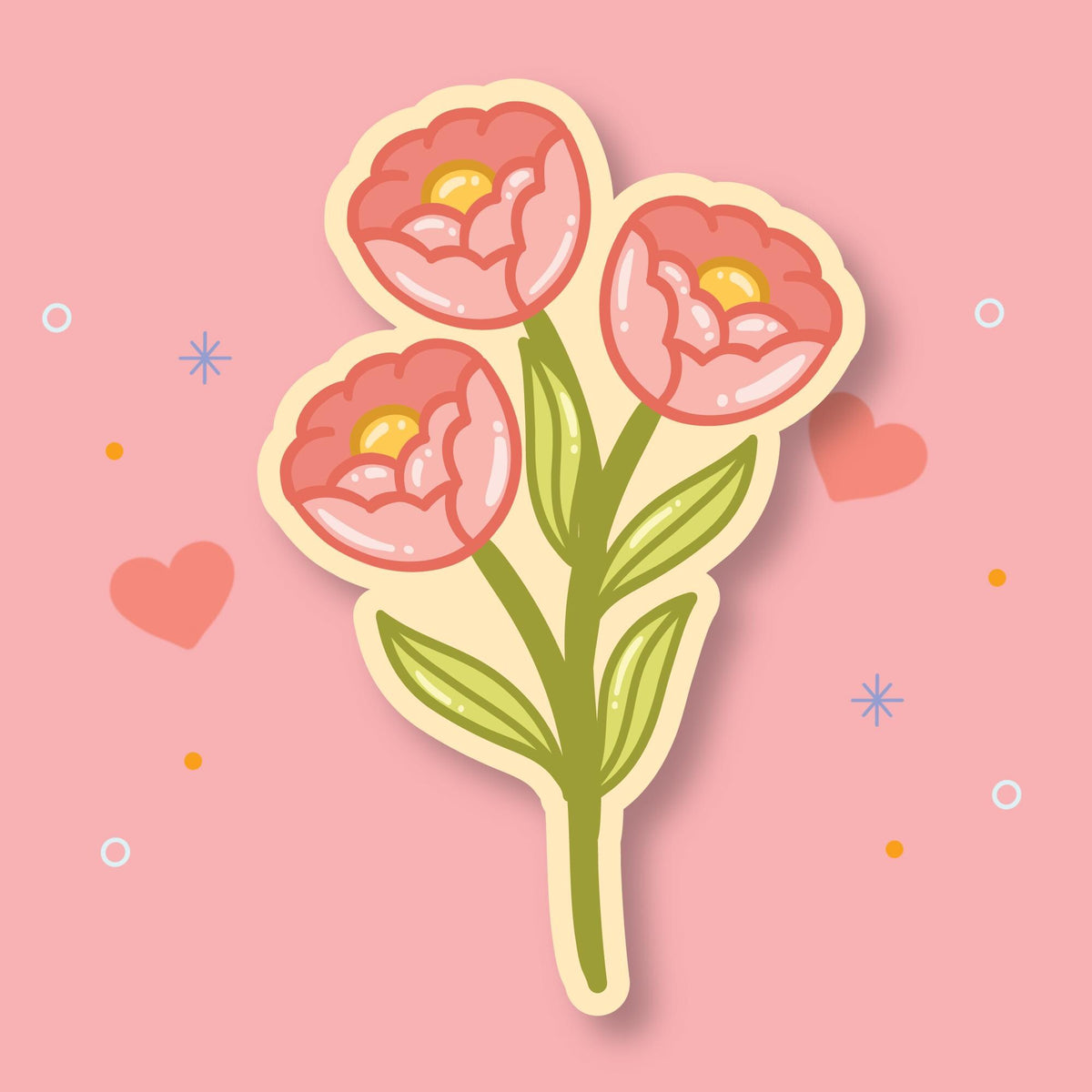 Pink Flower Vinyl Sticker