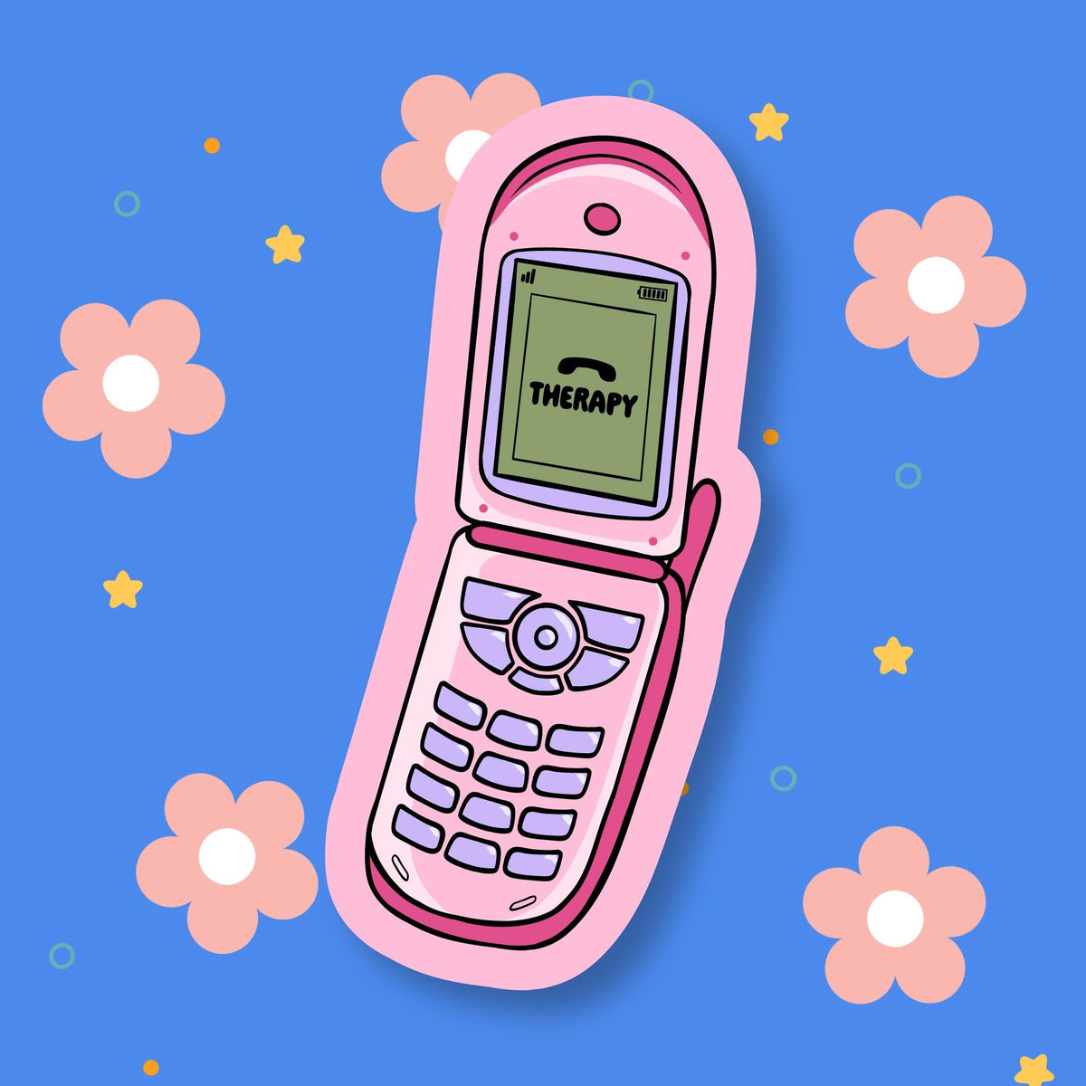 Therapy Flip Phone Vinyl Sticker