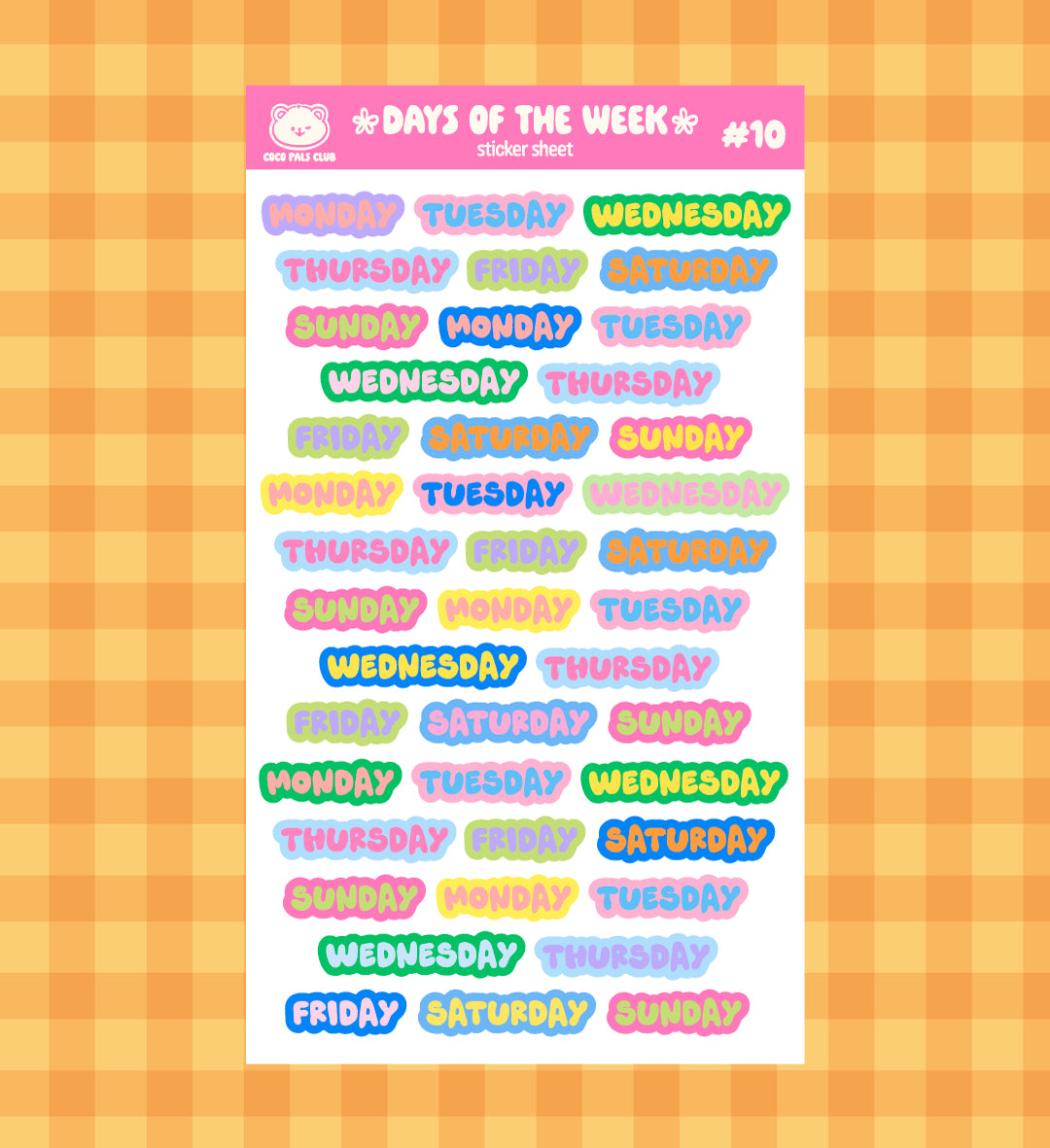 Days of the Week Sticker Sheet