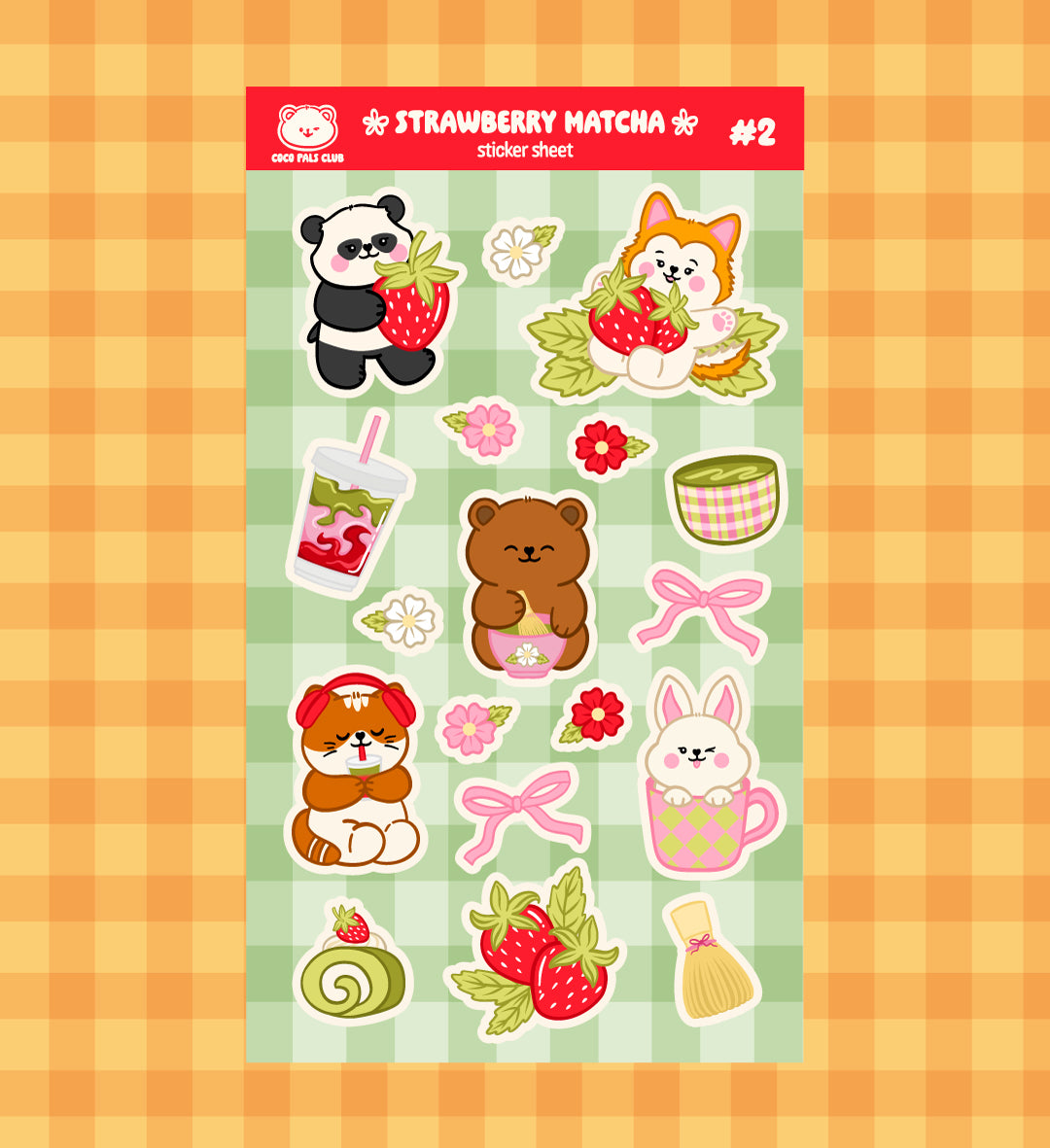 Strawberry Matcha Pals Sticker Sheet